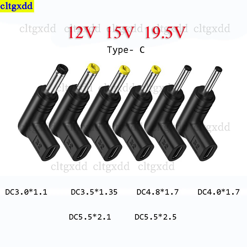 Cltgxdd 1 Stuk Type-C Naar Dc Power Connector 12V 15V 19.5V Plug 3.0*1.1/3.5*1.35/4.8*1.7/4.0*1.7/5.5*2.1/5.5*2.5mm Mannelijk Opladen