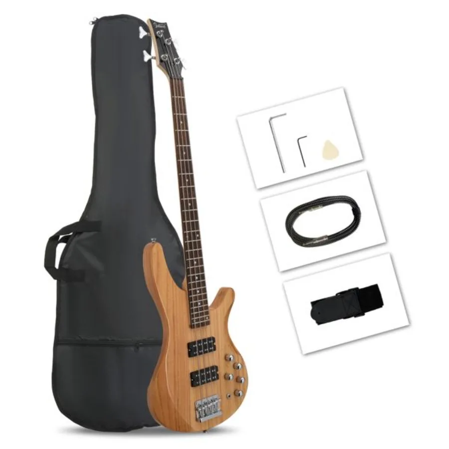 

[Do Not Sell on ]Glarry 44 Inch GIB 4 String HH Pickup Laurel Wood Fingerboard Electric Bass Guitar with Bag and other Accessor