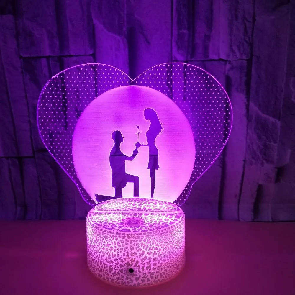 

Couple Proposal Figure Night Light 7 Color Changing 3D Illusion Lamp Home Room Decor Creative Gift for Boyfriend Girlfriend