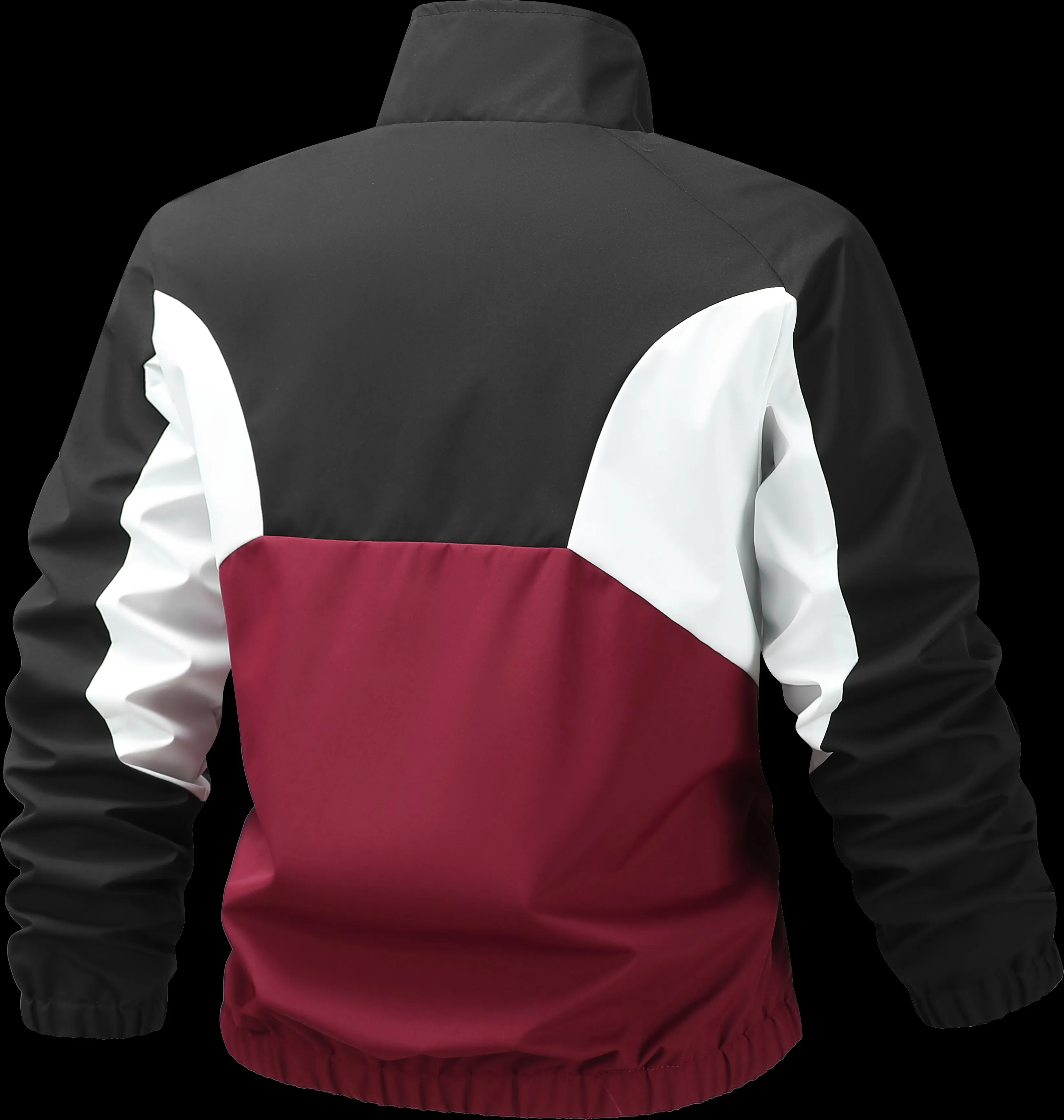 New Men Stand Collar Color Block Windproof Jacket, Geometric Splicing Design, Elastic Cuffs, Lightweight Wear-resistant Fabric, Multi Colors, Autumn Outdoor Casual Sport Outerwear