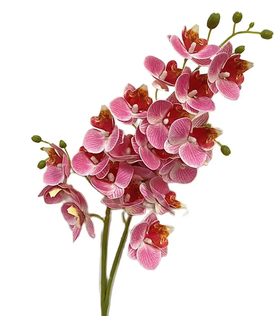 10 pieces Latex Butterfly Orchid Flowers 21 Heads Life Like Artificial Mini Phalaenopsis Orchid Plant