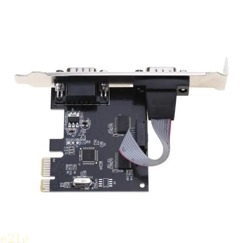 

PCIE 2 Port Serial Expansion Card PCI for Express PCI-E to Industrial DB9 x2 Serial RS232 COM Port Adapter AX99100 Chip
