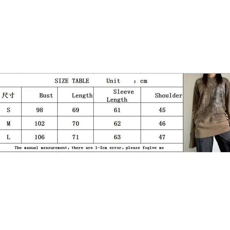 WPNAKS y2k Tops Woman Clothing Graphic T-shirt Spring Autumn 90s Vintage Clothes Loose Long Sleeve Tees Streetwear