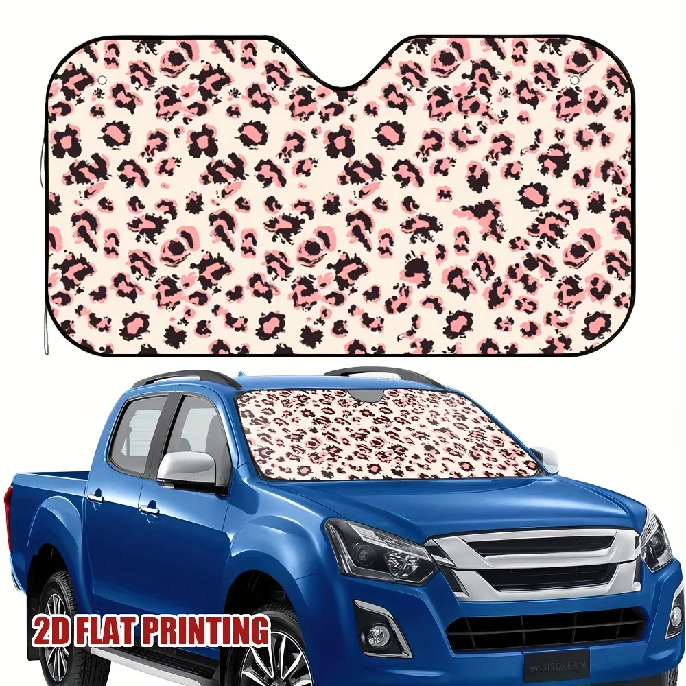 

1 piece 2D flat print hot-selling car windshield sunshade, leopard print fashion design, 100% polyester fiber, New Year's gift