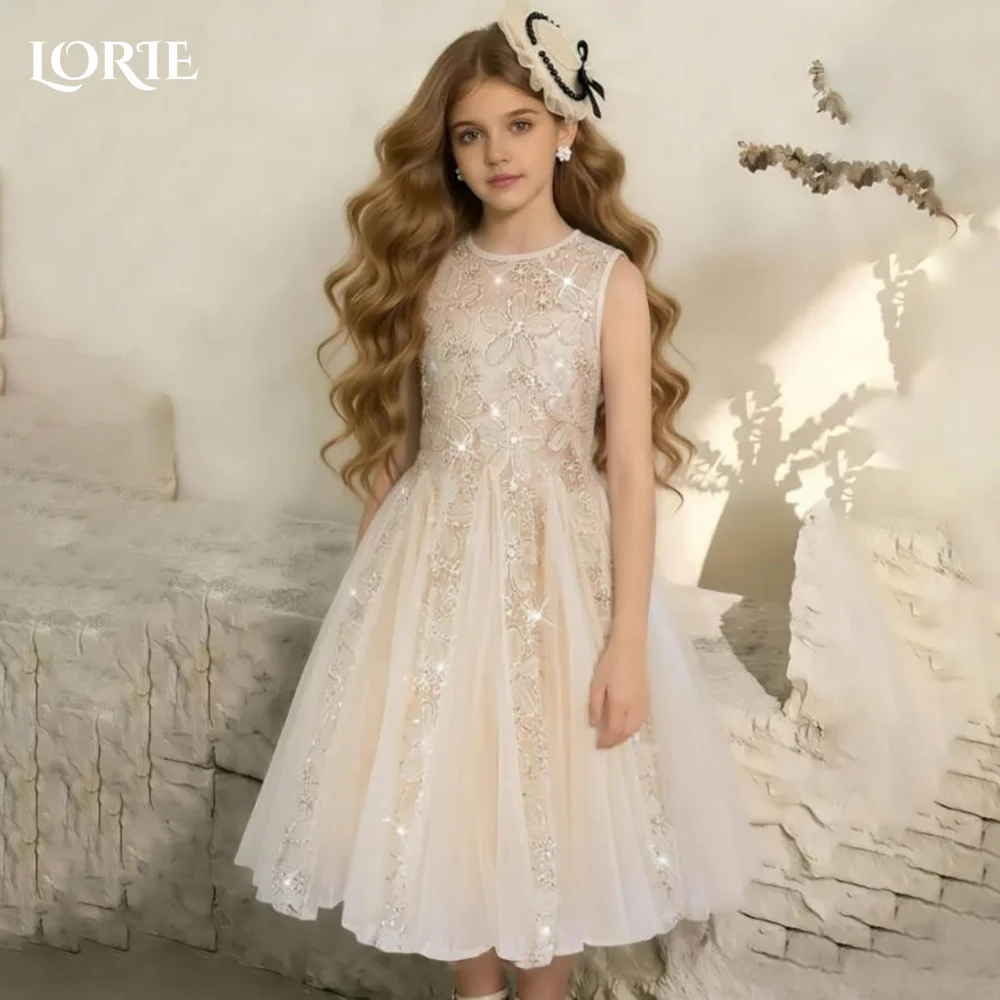 

LORIE Sweet Tulle Flower Girl Dress for Weddings A-Line Midi Sparkling Tulle with Flower Girl Dresses Customized Gril Party Gown