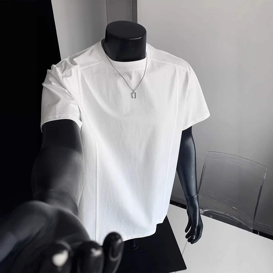 Cold Silk Cool Quick-drying T-shirt Short-sleeved Men's Summer Thin Sunscreen Ice Fitness Sports Front Shoulder T-shirt
