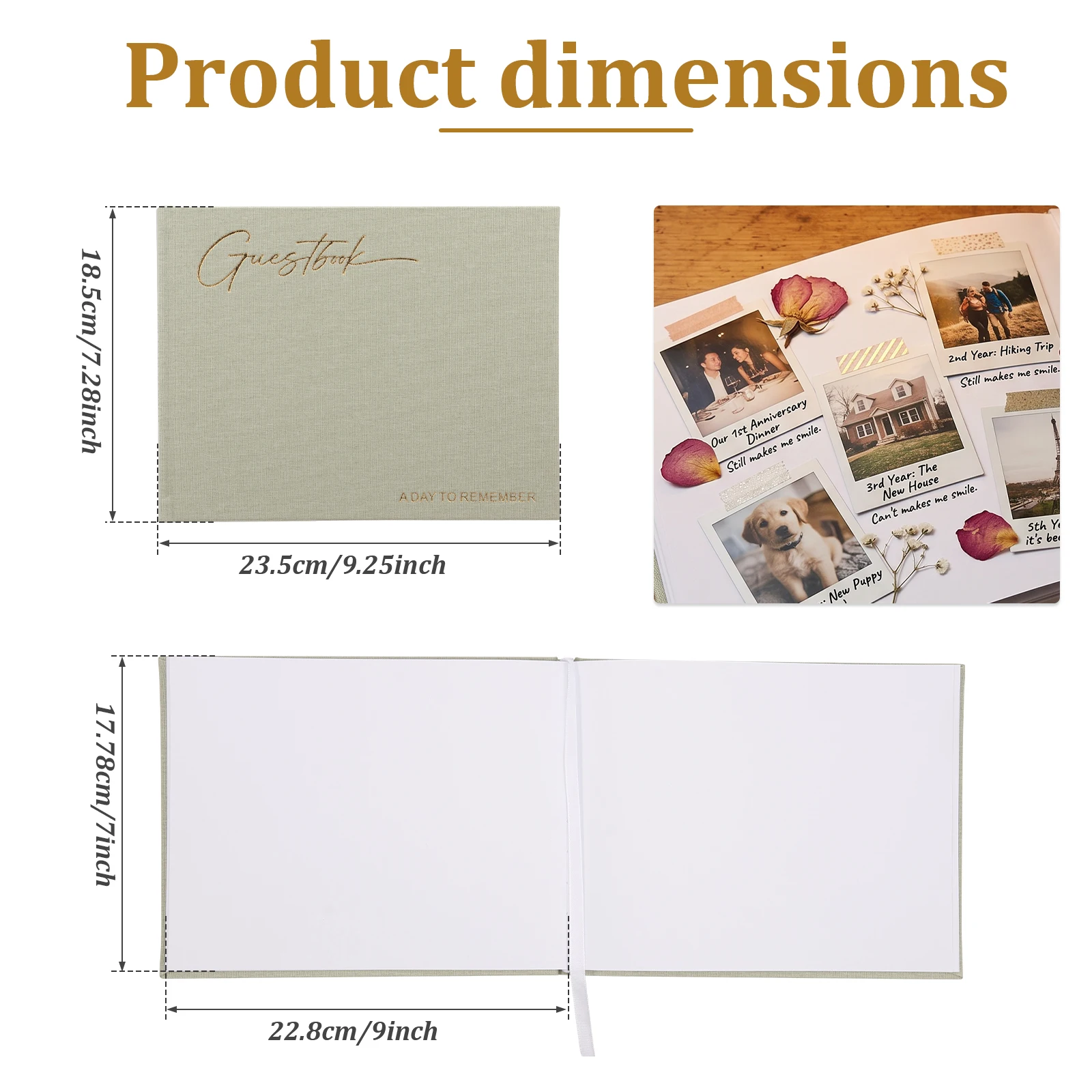 Linen Wedding Guest Book Engagement Anniversary Photo Album Creative Memory Wedding Book for Baby Shower Anniversary Birthday