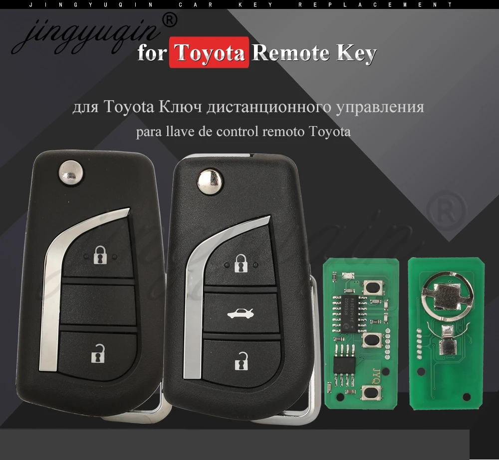Jingyuqin VA2 Flip Remote Auto Schlüsselanhänger 433 MHz H-8A für Toyota Aygo Corolla Auris /G Chip fit Verso Avensis S 000048000 A03TAA – Detail 3