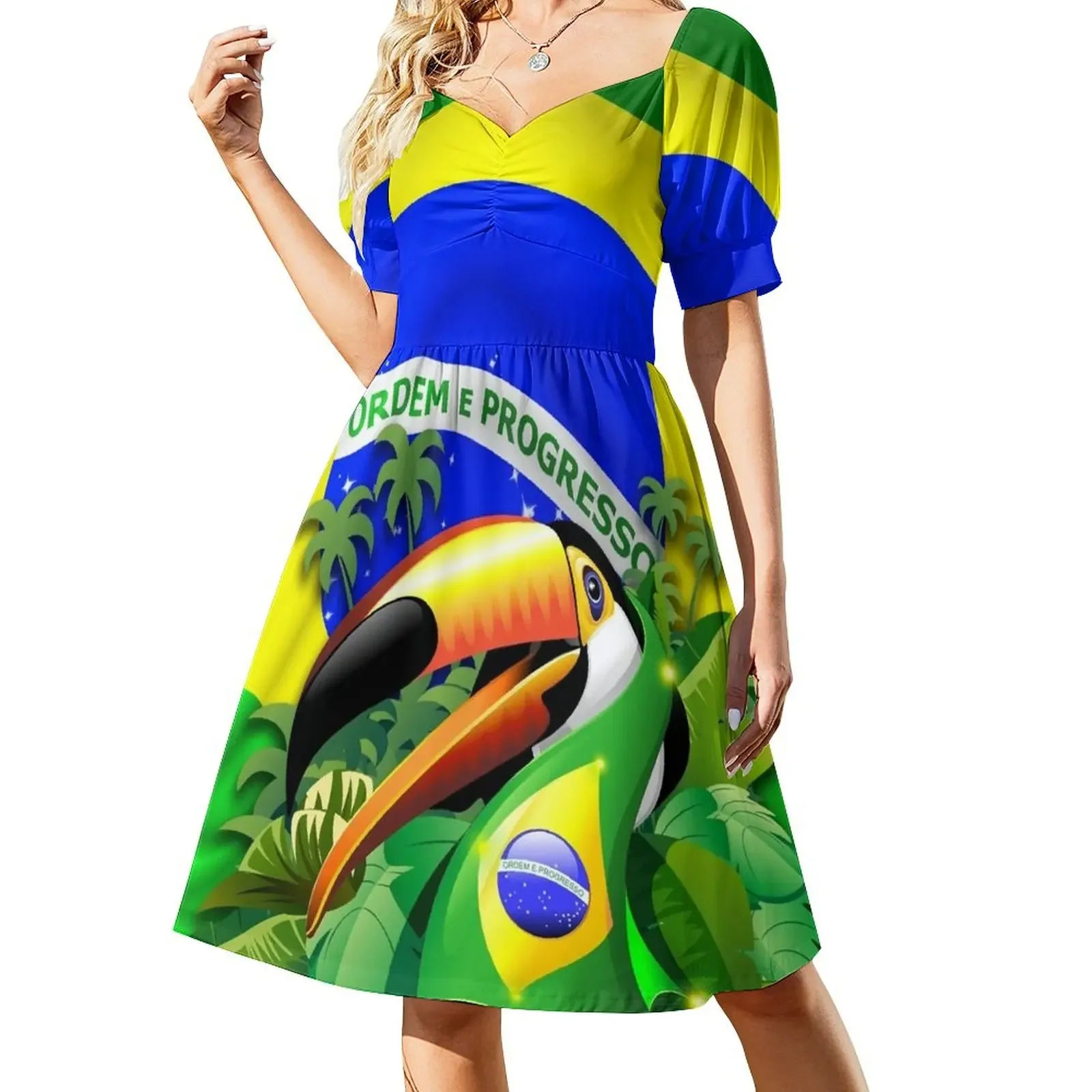 

Toco Toucan on Brazil Flag Short-Sleeved Dress summer dresses for women 2025 Woman clothes