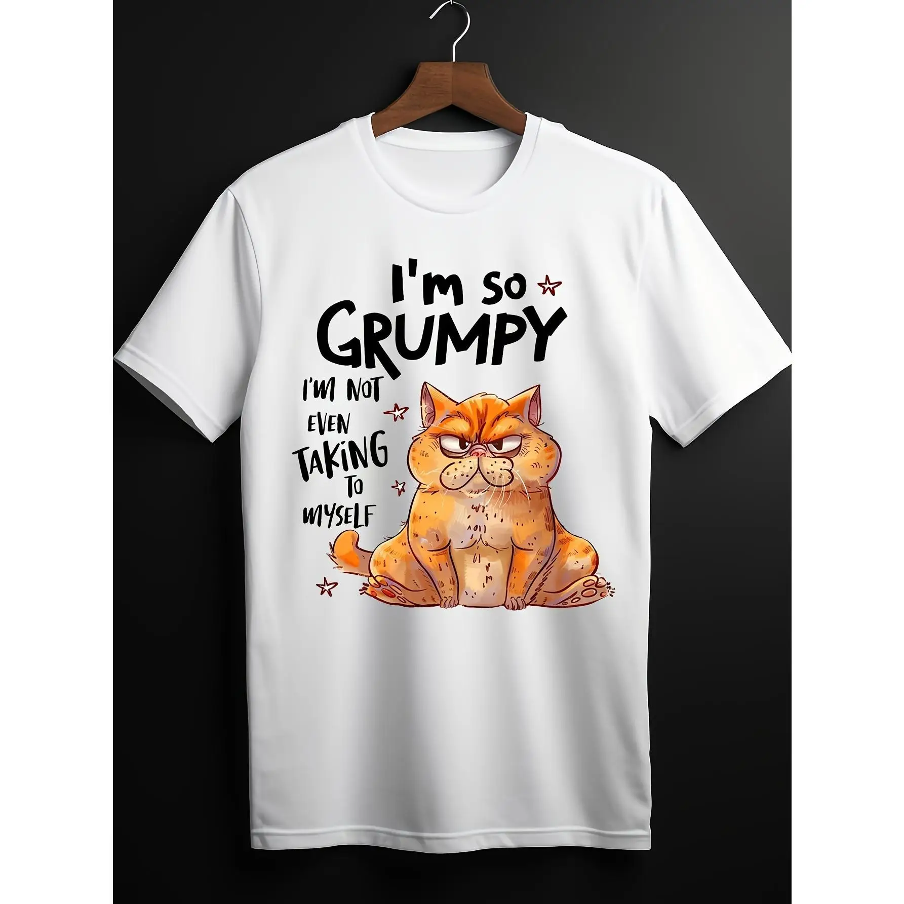 

Funny T-shirt Men Women Unisex I'm So Grumpy Slogan Graphic Tee Casual Short Sleeve Cranky Cat Print Top