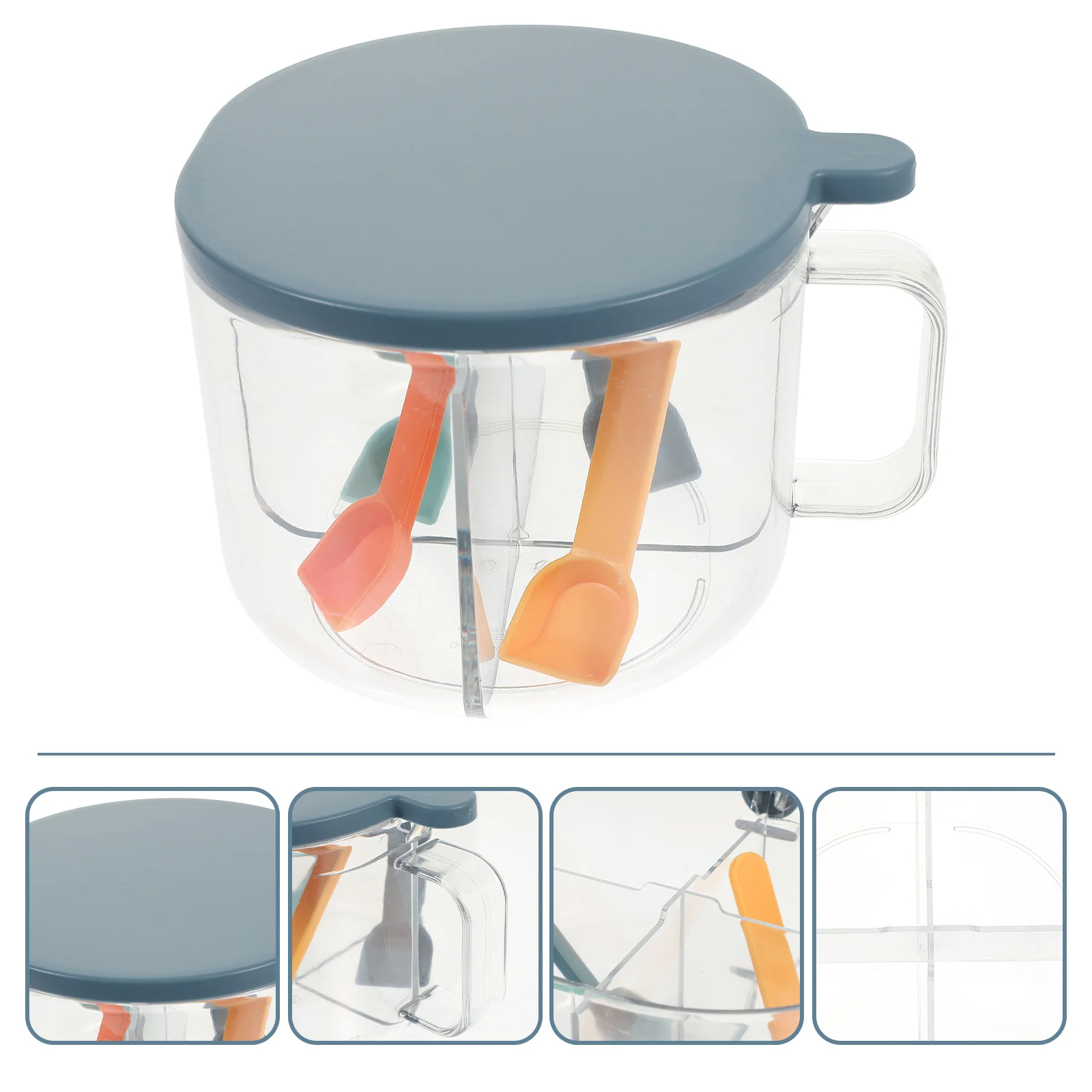 

4-Compartment Sealable Spice Box Seasoning Container with Lid Separate Spoons Kitchen Condiment Storage Box for Home Travel