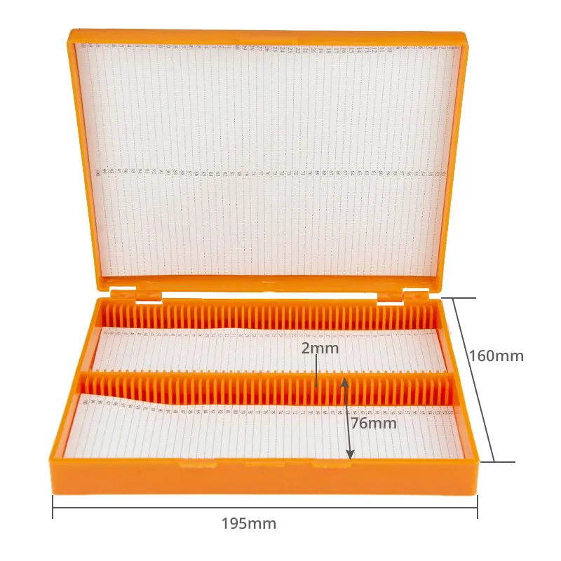 Plastic Microscope Slides Box 100pcs Pathological Slides Storage Holder Case