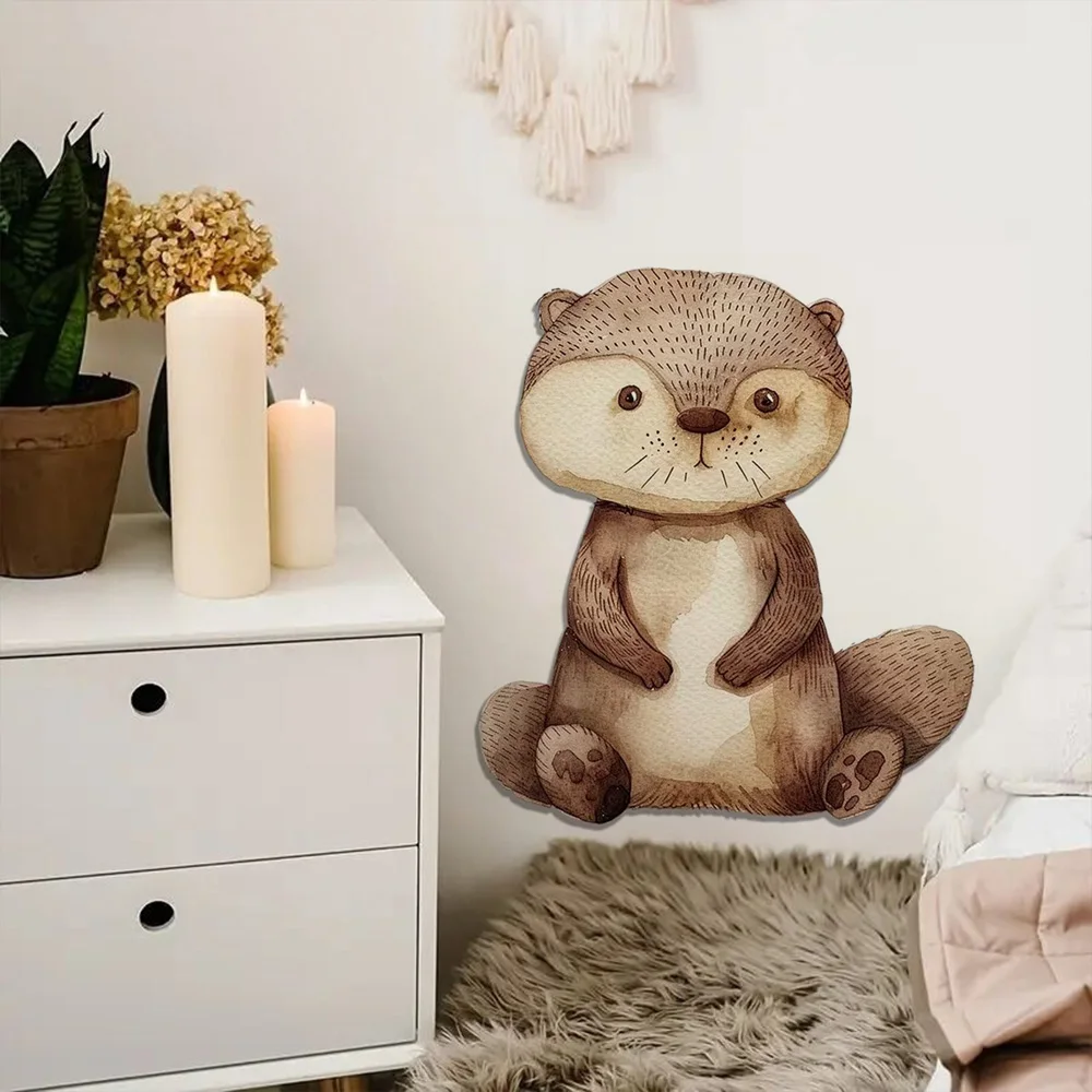Vintage Watercolor Illustration Otter Stuffed Animal  Stickers Waterproof Vinyl Material, Ideal for Toilet, Home , Refrigerator,