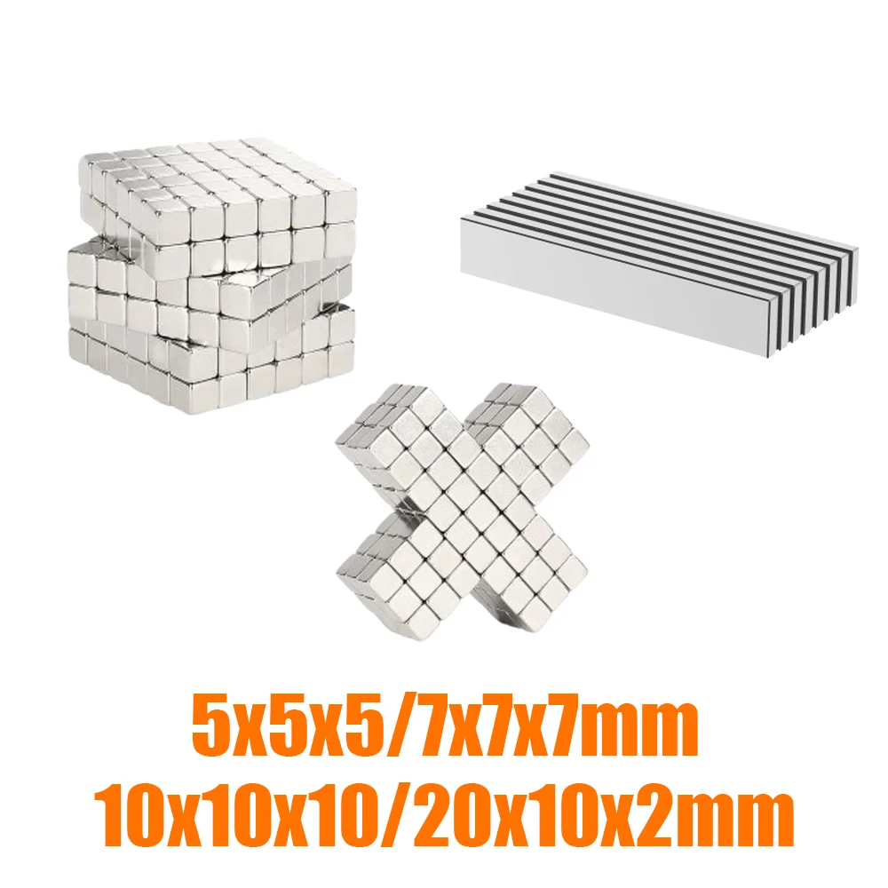 5x5x5/7x7x7/10x10x10/20x10x2mm quadratische Magnete, geeignet für Whiteboards, Fotowände, Nail Art, Bastelmodelle, magnetisches Zubehör