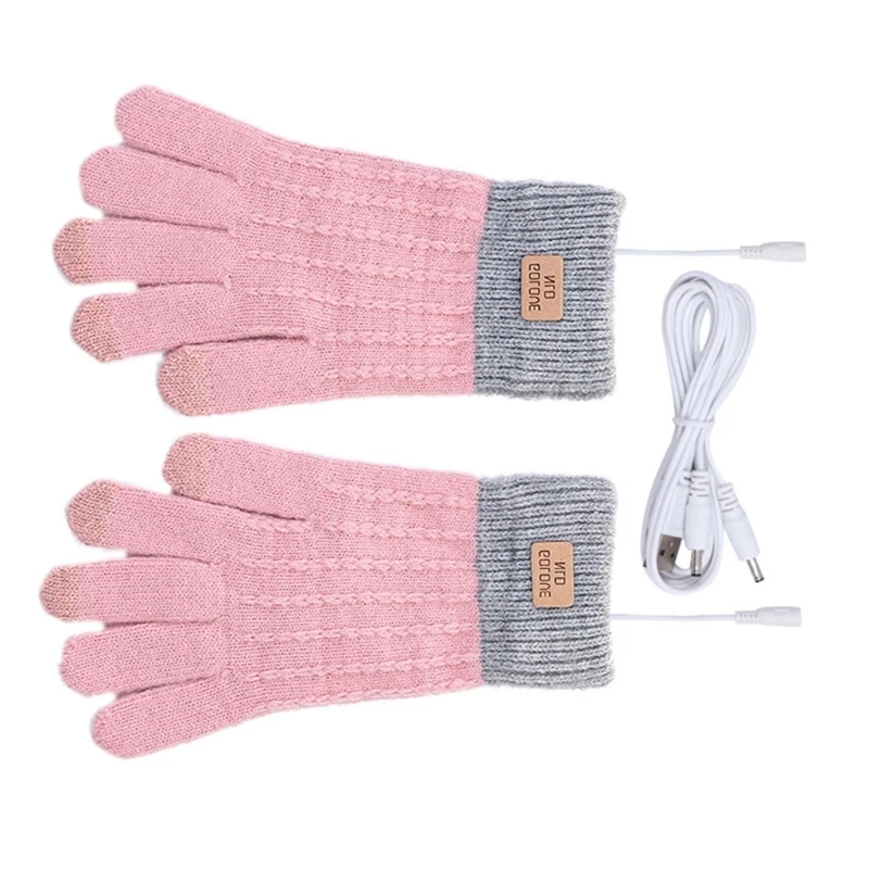 Q0KE USB Heating Gloves for Men Women Adjustable Heated Thermal Gloves Heated Hand Warmers for Outdoor Skiing Cold Weather