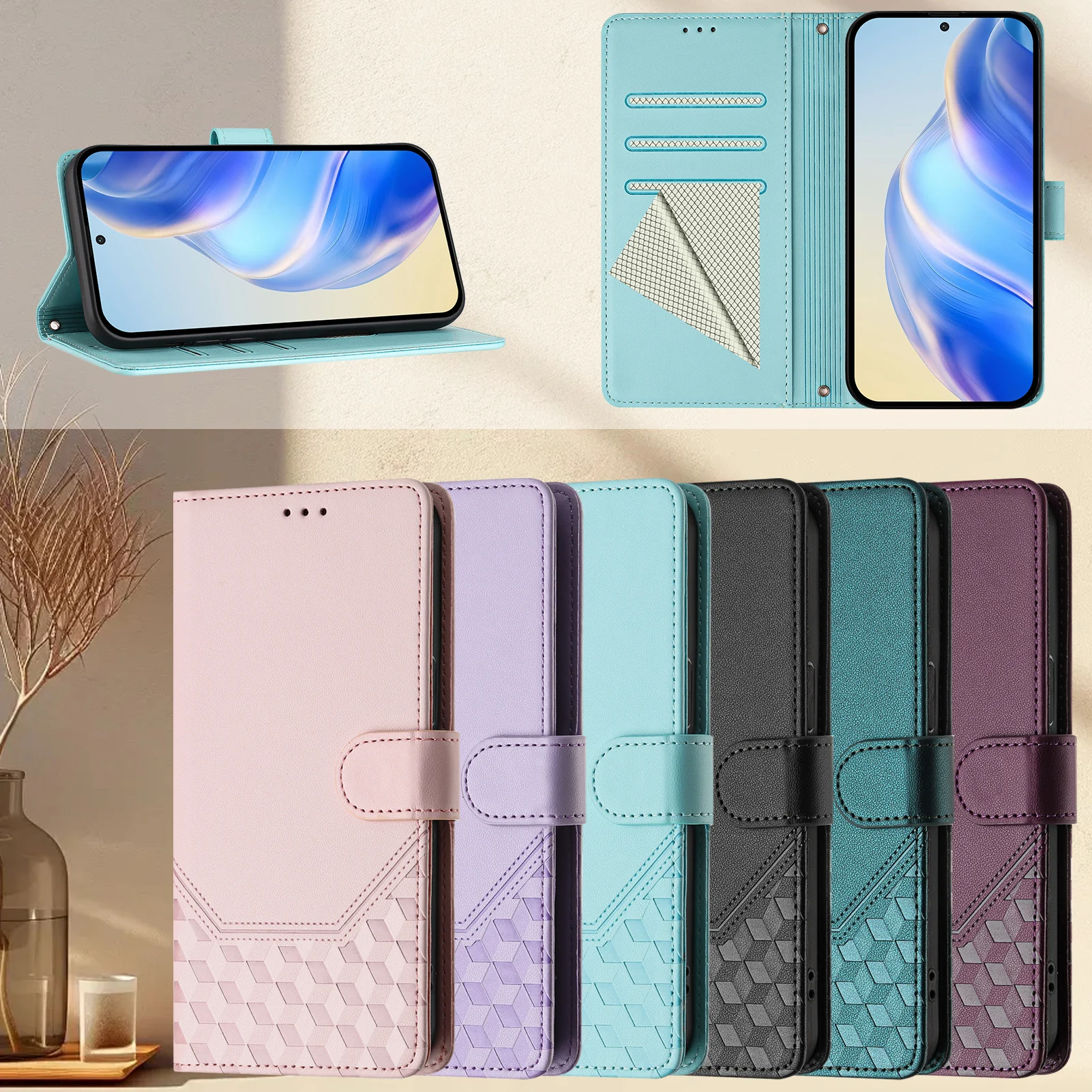 Funda de cuero 3D para teléfono móvil, carcasa con tapa para tarjeta, para Samsung Galaxy A06, A16, A26, A36, A56, A05s, A15, A25, A35, A55, A14, A24, A34, A54, 5G