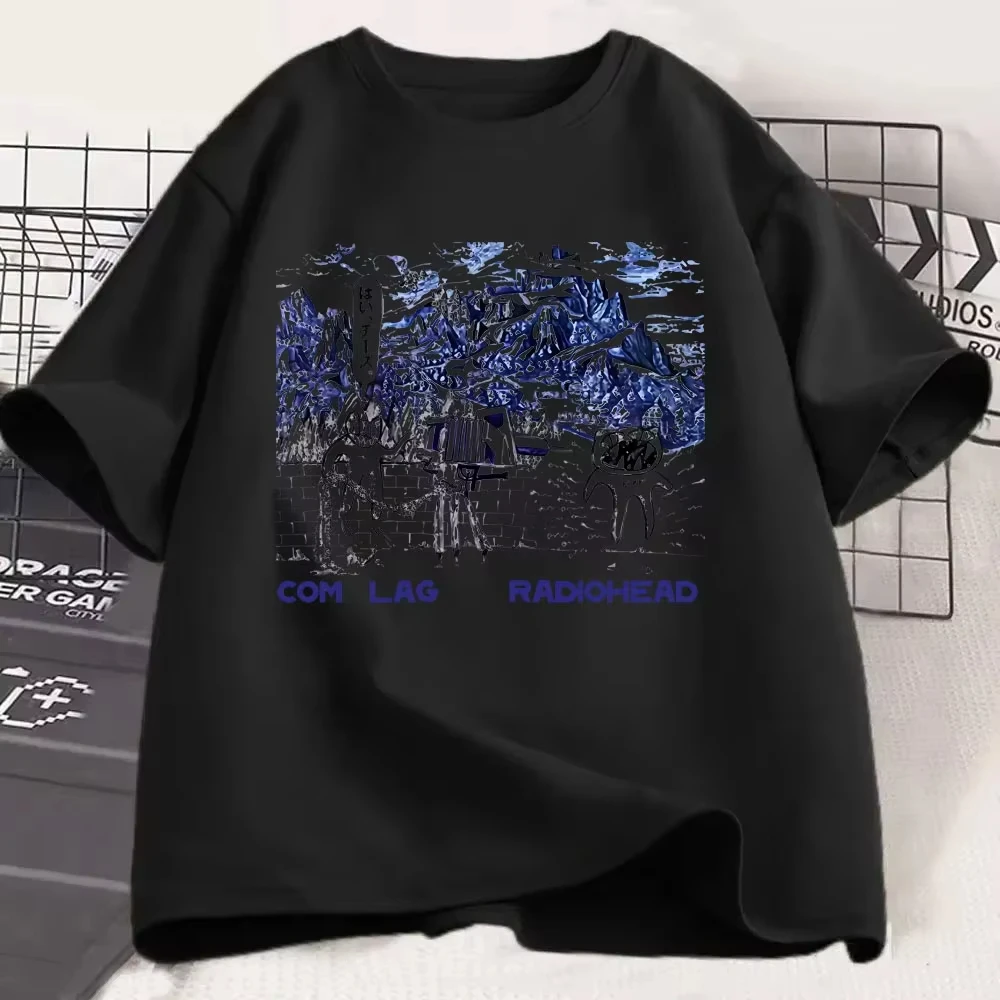 2026 Unisex Oversized Hip Hop Short Sleeve Cotton T-Shirt, Gothic Casual Summer Merch Tee for Radiohead Band Com Lag T-Shirt