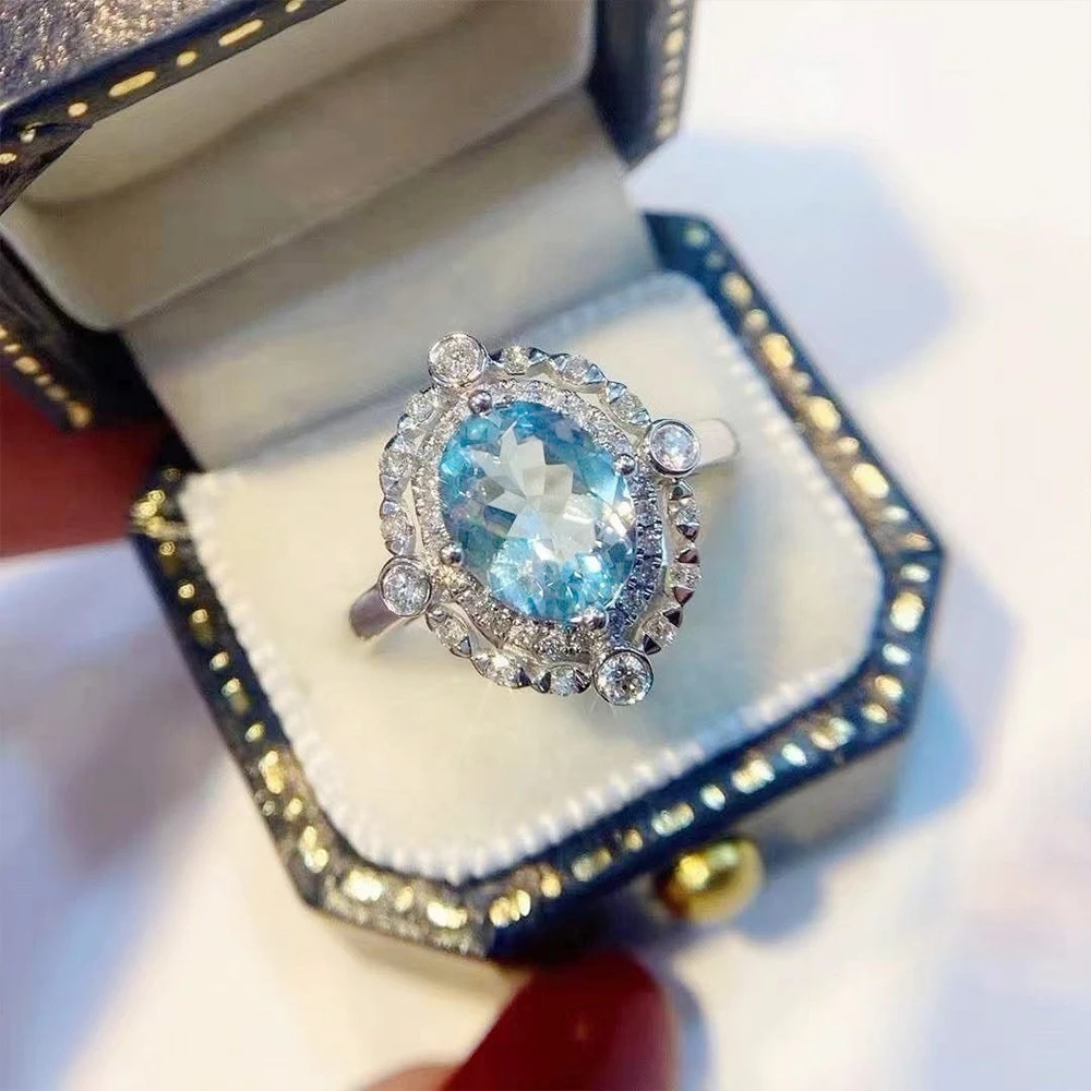 Huitan Temperament Light Blue CZ Women Ring for Engagement Wedding 2022 New Trendy Design Bling Female Rings Anniversary Jewelry