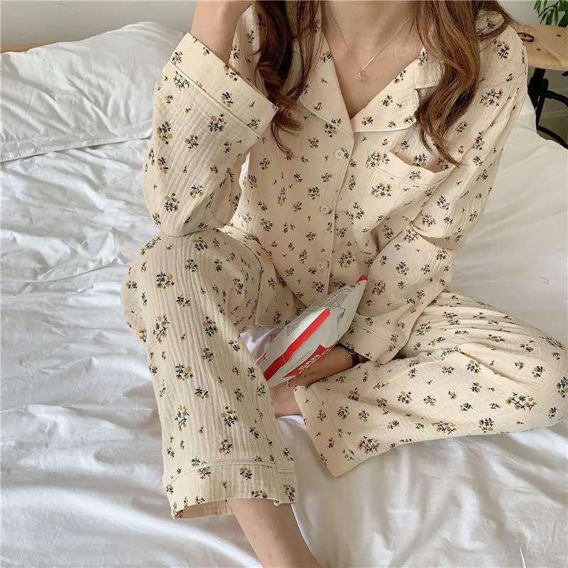 Pajama Sets Women Pockets Floral Daily Romantic Simple Classic Warm Charming Youthful Fine Fashion Loose Casual Elegant Students