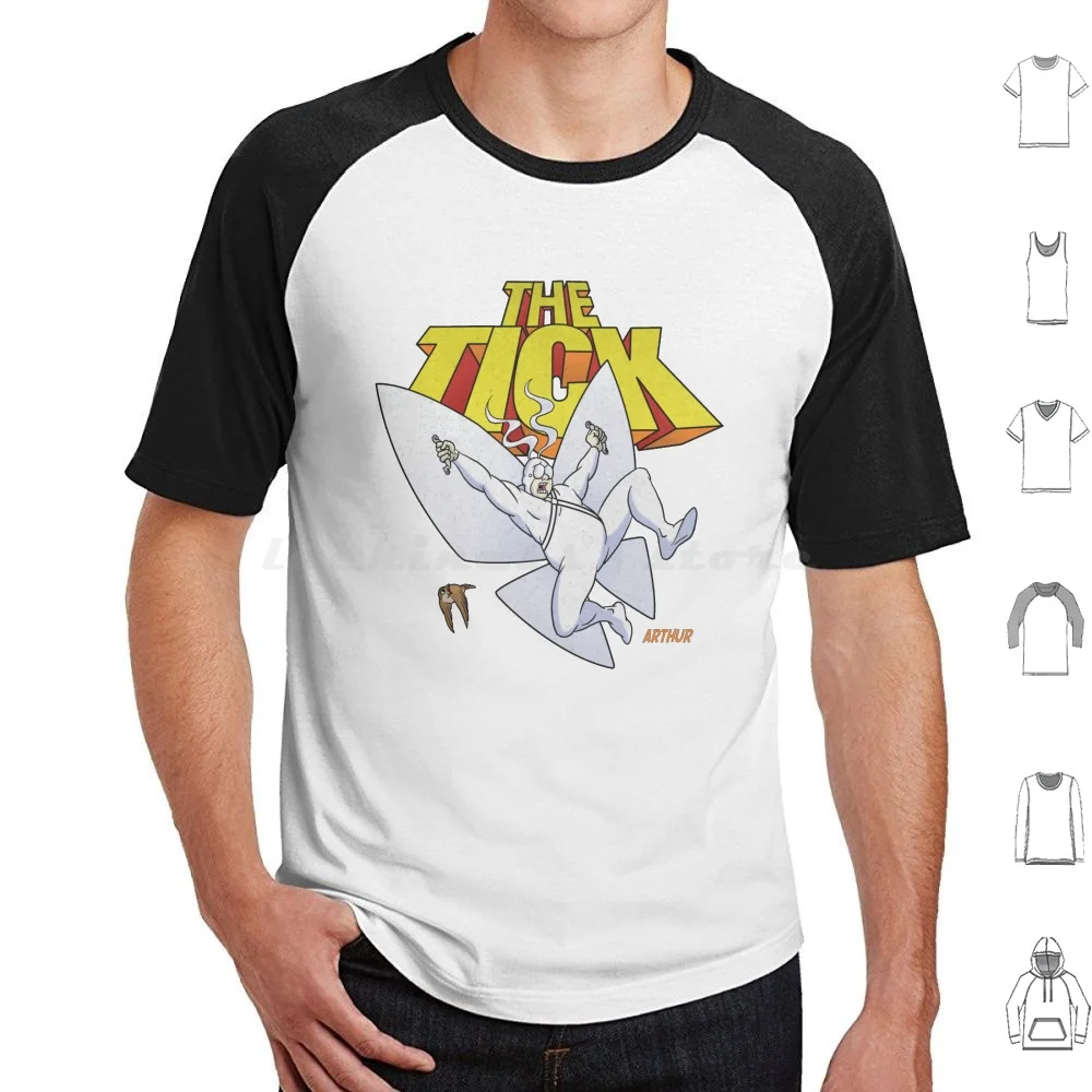 " The Tick " Superhero Parody " Arthur " Character With Logotype , 1994 Tv Series T Shirt Big Size 100% Cotton American Made