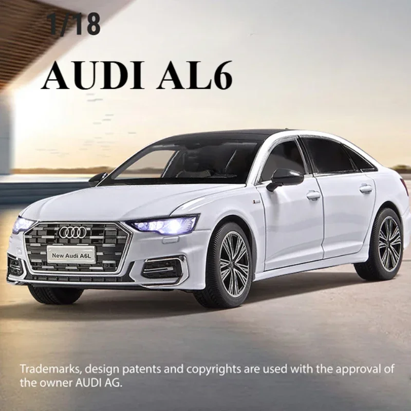 1/18 Audi A6 Alloy Car Model Sound Light Offical Licensed Diecast Metal Vehicle Boy Car Gift Collection Miniature Home Decor