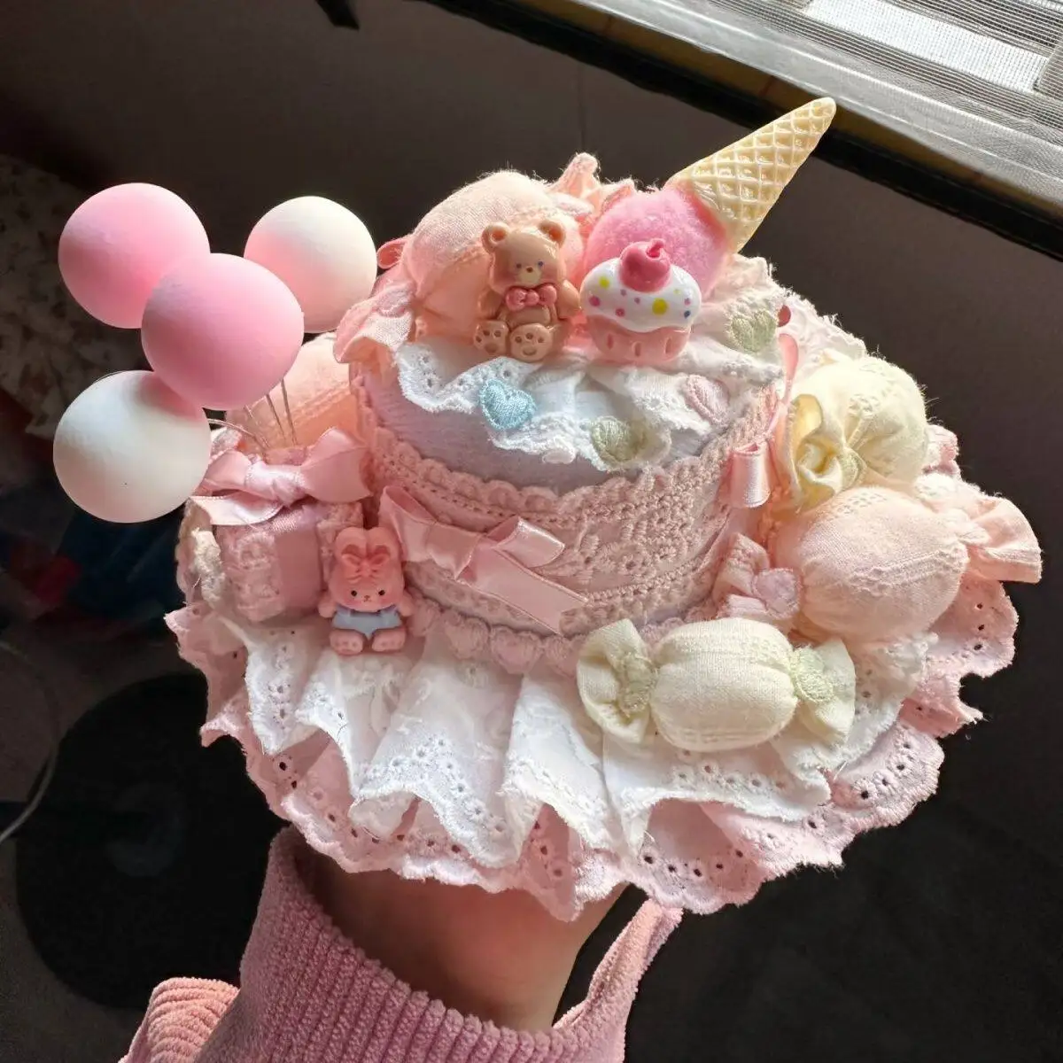 

Original Homemade New Headwear Handmade Hair Accessories Cake Hat Cute Fascinators Lolita Style Kwaii Girls Accessory