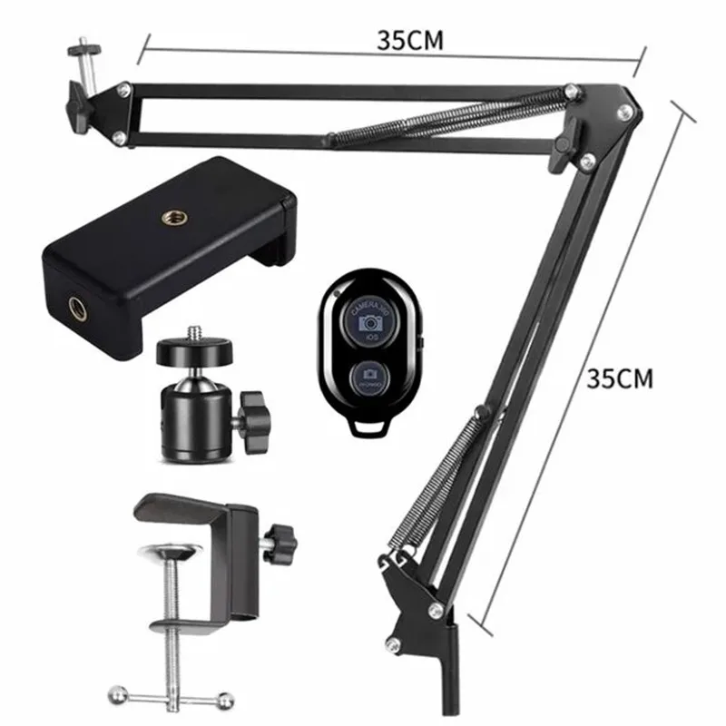 Tripé de braço flexível para suporte de telefone, mesa dobrada, âncora on-line, desktop, laptop,