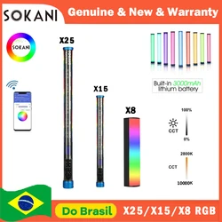 Sokani X25 X8 X15 Handheld RGB Colorful Stick Light LED Light Wand CRI 95+ 2800K-10000K 3000mAh APP Control For YouTube Tiktok