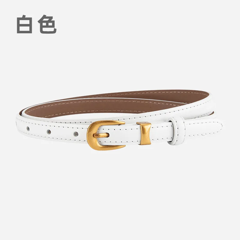 Genuine leather pin buckle women's thin belt, fashionable and versatile belt with jeans, female ins style