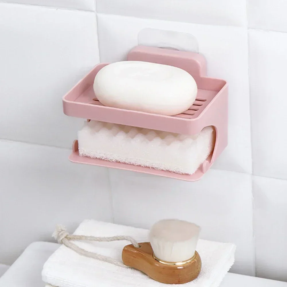 1pcs Shower Soap Dish Double Layer Soap Holder Wall Mounted Soap Tray Soap Dishes For Bar Soap Portable Soap Dishes