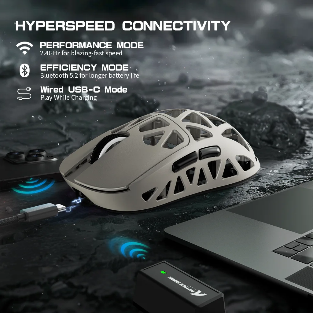 Imagem -05 - Mambasnake-magnesium Alloy Gaming Sensor Mouse Ataque Shark r2 Pixel Art Paw3950 Taxa de Polling sem Fio 45g 8000hz