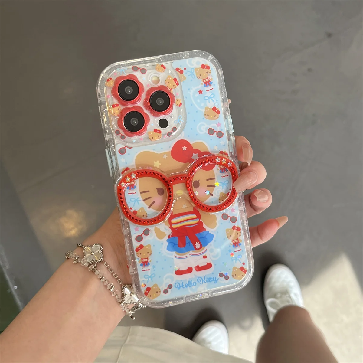 

Fashion Cute Hello Kitty Cat Phone Case For iPhone 16 Pro 15 13 14 Pro Max Back Cover with Chain Shockproof Cases Funda
