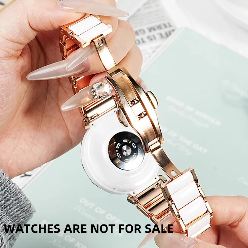 مناسبة لحزام ساعة Huawei GT5PRO، حزام ساعة رياضي ذكي watch4pro من السيراميك الأبيض، حزام ساعة نسائي أصلي جديد