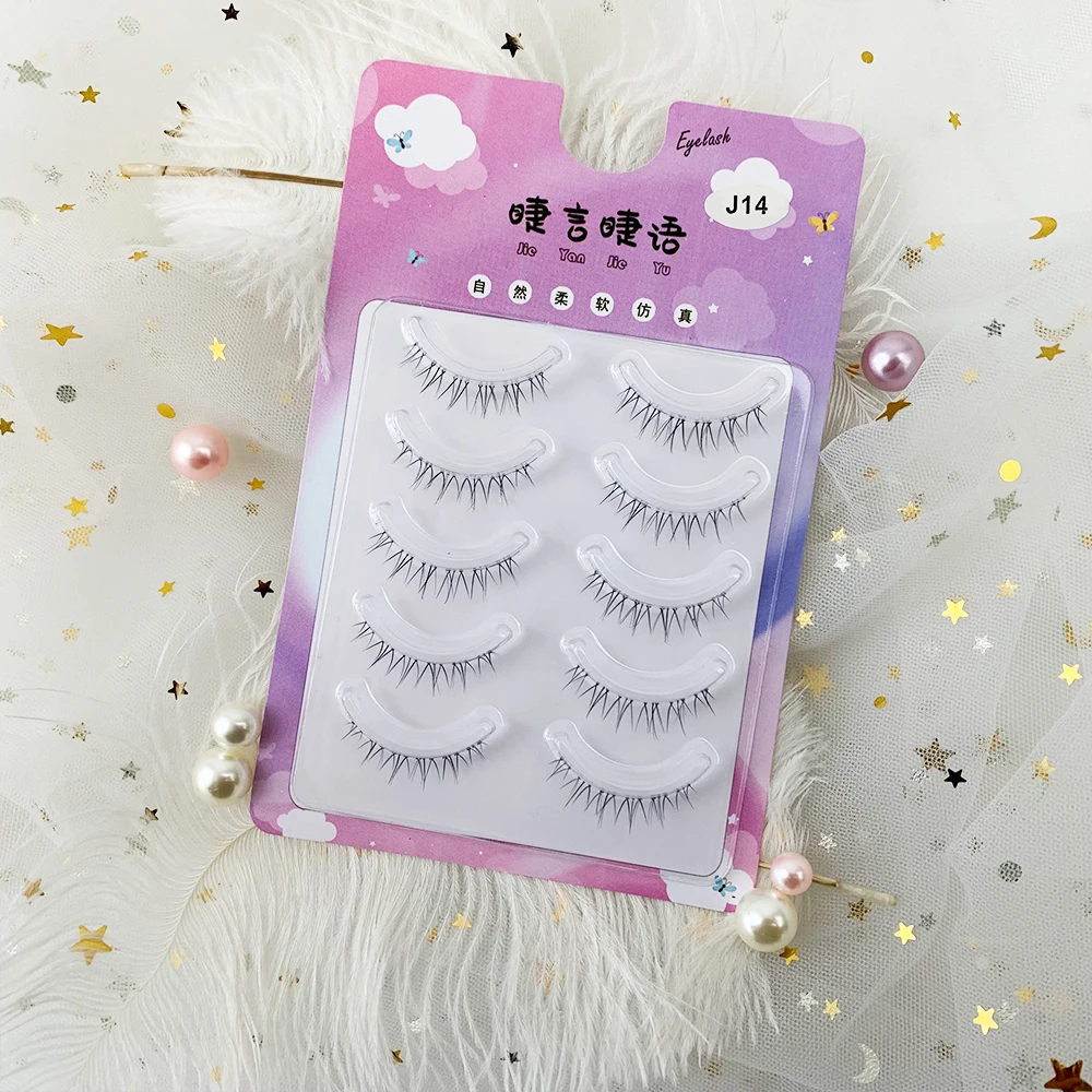 Transparent Band Natural Long False Lower Eyelashes Reusable Korean Girl Group Make Up Tool Fake Down Eye Lashes Thin Stem Manga