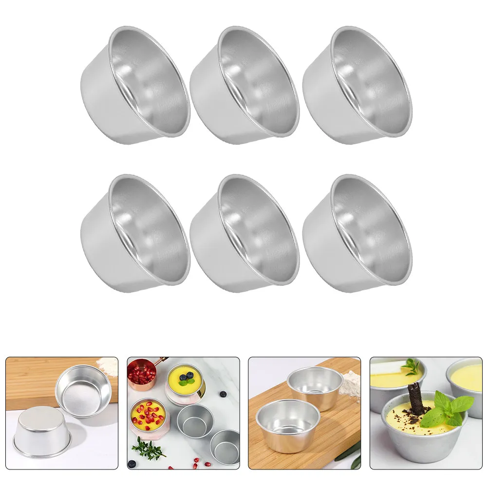 Molde para tartaletas de huevo de aluminio de primera calidad, molde para pudín portátil y ligero para pasteles, muffins, tartas, trufas de chocolate, 6 uds.