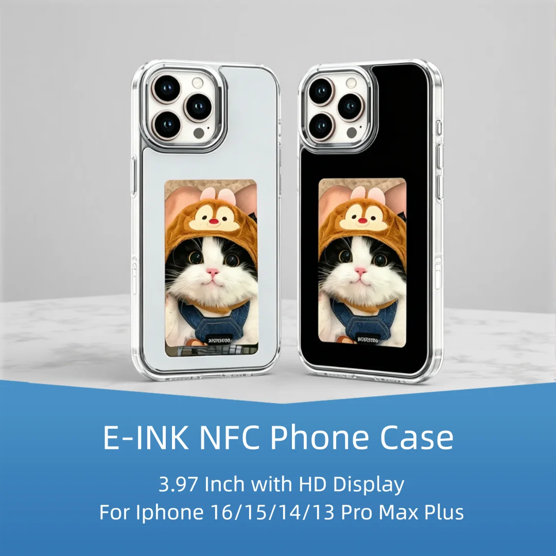 

3.97 Inch NFC Phone Case for Iphone 16/15/14/13 Pro Max Plus High-definition DIY 4 Colors Display Ink Screen Mobile Phone Cover