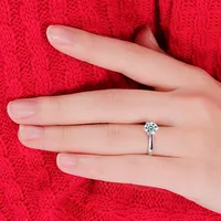 Fine Wedding Rings for Men Women Gift S925 Sterling Silver Color Austrian Crystal Engagement Proposal Ring Jewelry Bague Femme - Image 5