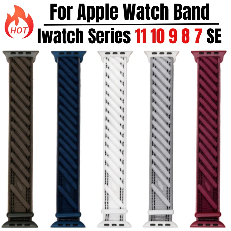 Original Nylon Strap for Apple Watch Ultra 3 2 49mm 46mm 45mm 44mm 41 42 Sports Breathable Band for IWatch Series 11 10 9 8 7 SE