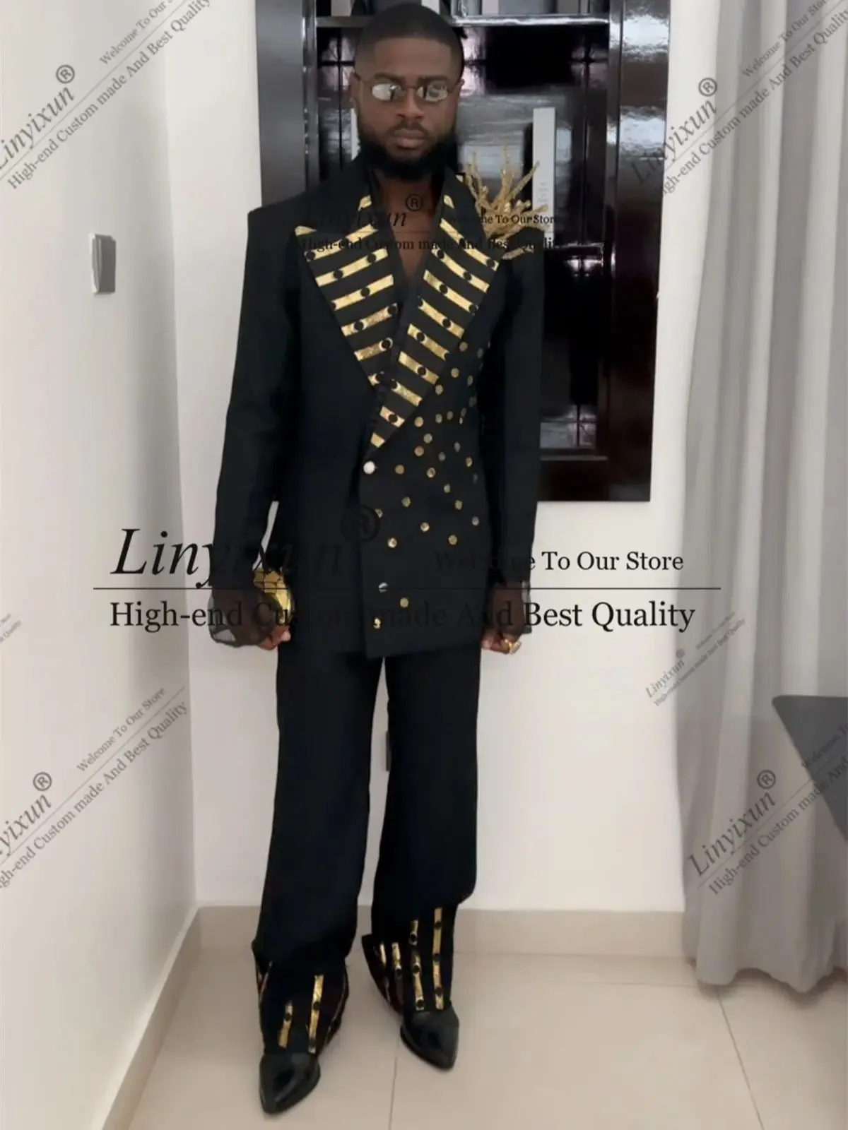 Fashion Beaded Diamond Men Suit Italian Style Groom Tuxedos Customized Wedding 2 Pieces Sets Shiny Male Blazers ropa hombre