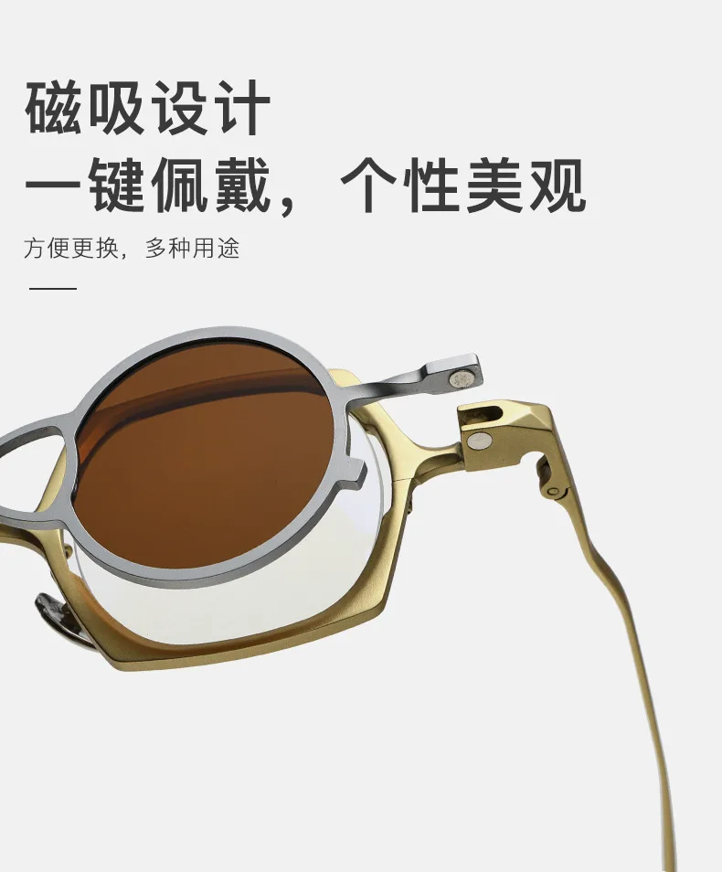 NEW Magnet Clip Pure Titanium Vintage Eyeglasses Frame Man Square Polarized Sunglasses for Men Luxury Brand Designer Eyewear