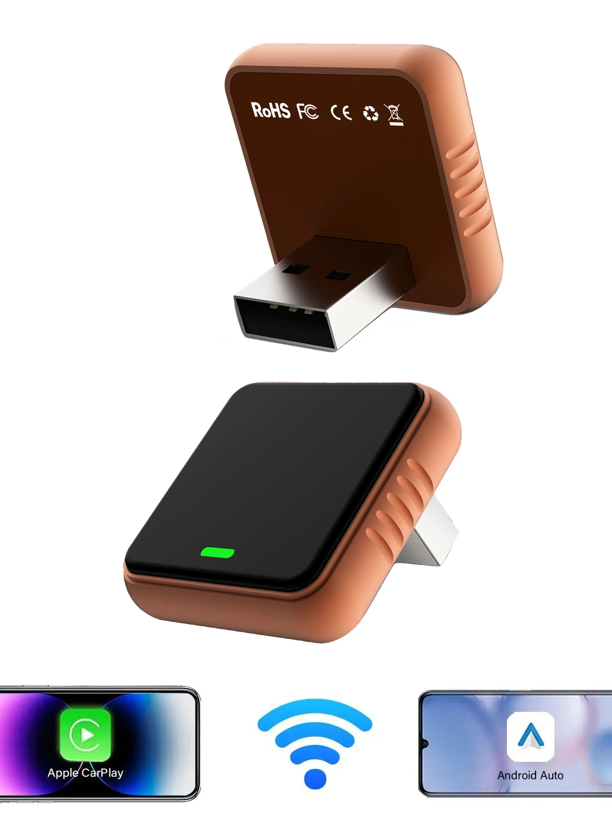 TEEQ 2-in-1 Wireless CarPlay & Android Auto Adapter – AI Smart Box for All Cars – Universal Compatibility with Seamless Wirel
