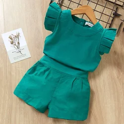 Kids Girls Clothing Sets Summer New Baby Girls Clothes Short Sleeve T-Shirt+Pant Dress 2PCS Children Clothes Suits