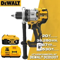 DEWALT DCD1007 20V MAX Brushless 1/2 in. 3-Speed Hammer Drill ANTI-ROTATION Cordless Electric Hammer Power Tools Battery Charger