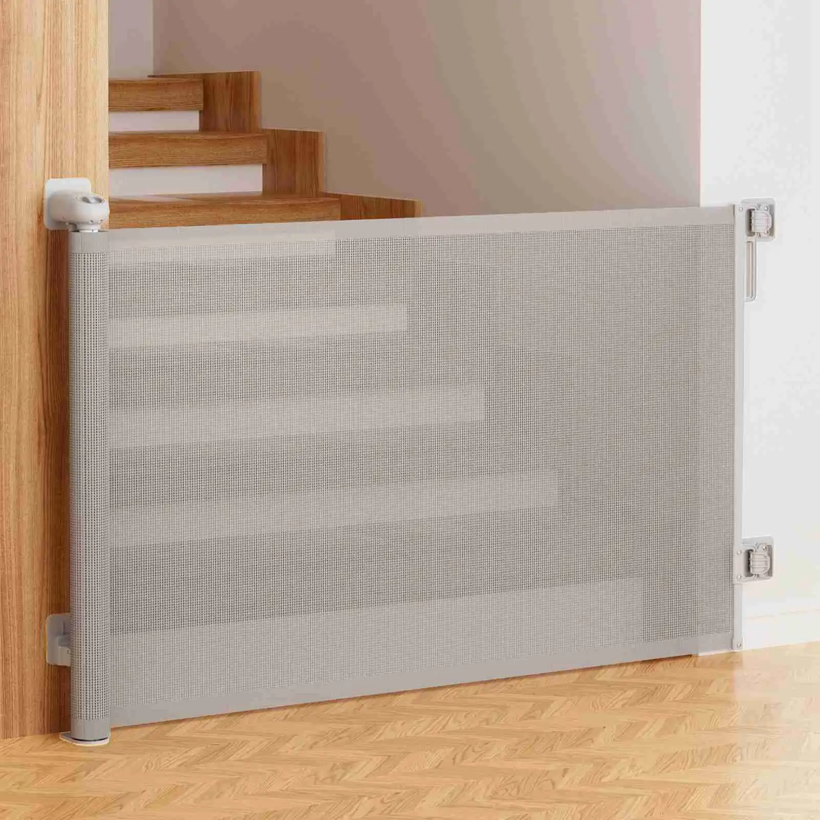 

Retractable Dog Gate 34in Tall Extends Up to 70.9in Wide for Stairs Doorways Hallways Indoor Outdoor