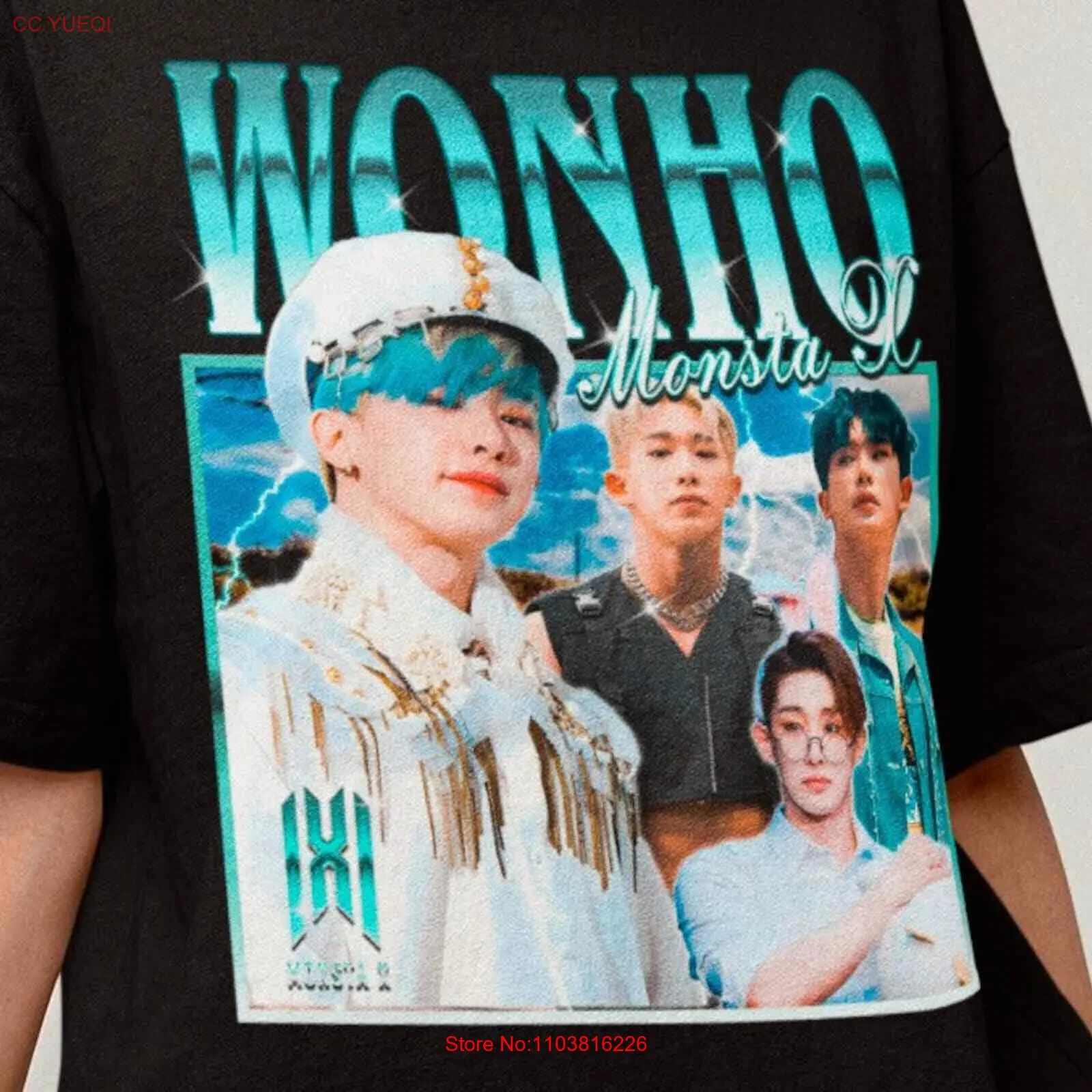 몬스타 X 원호 레트로 클래식 티셔츠-Kpop 레트로 부츠 티-Kpop Merch – Mon