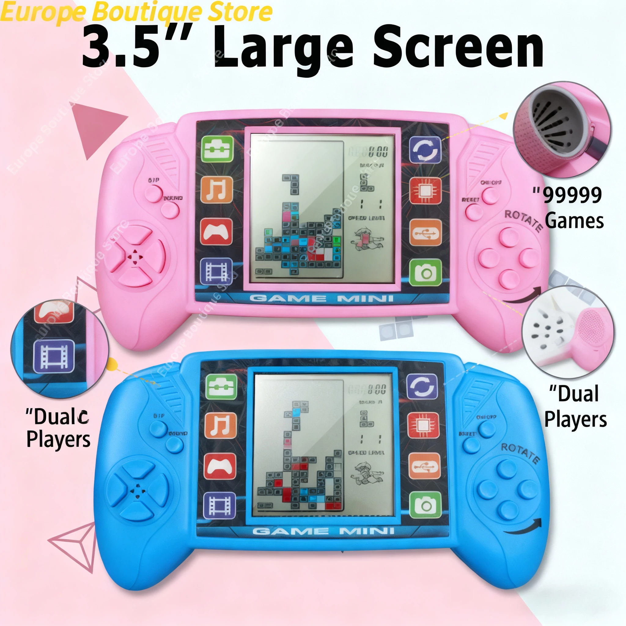 3.5 Inch Large Screen Pocket Handheld Game Players Classic Retro Game Machine Kids Children Electronic Toys Game Console