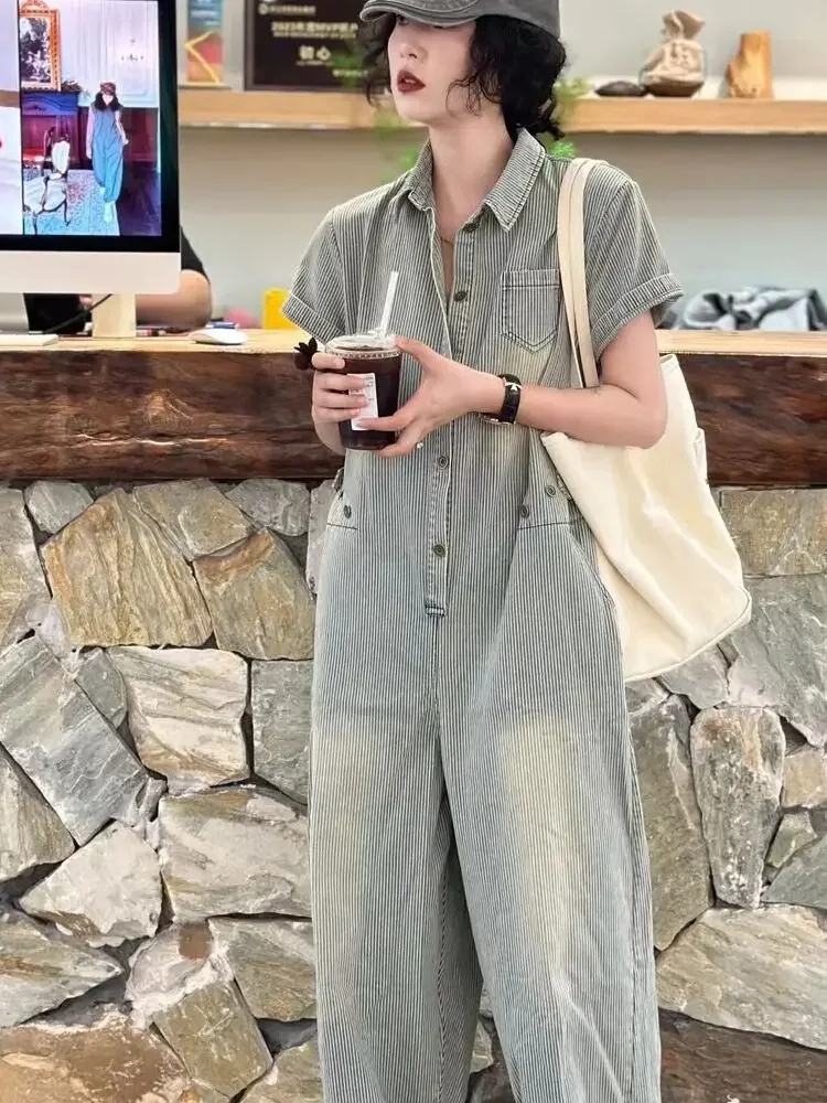 

Spring and Summer New Women's Jumpsuit Loose Commuting Casual Workwear Denim Jumpsuit