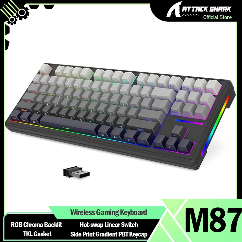 ATTACK SHARK M87 75% Wireless Gaming Keyboard, 27 RGB Chroma