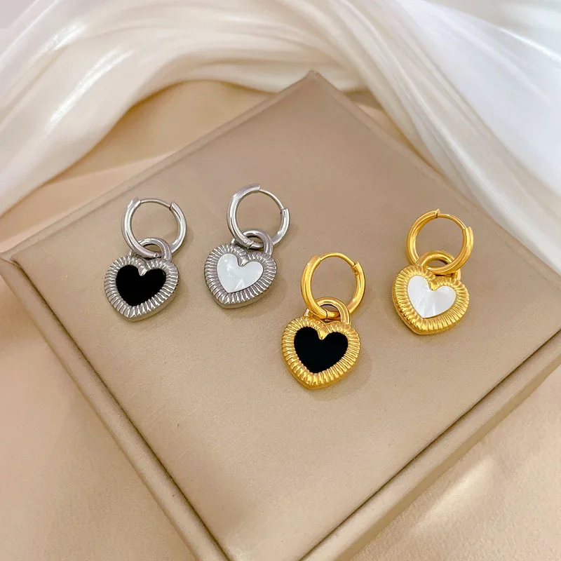 OIMG 316L Stainless Steel Gold Plated Not Fade Fashion Charm Natural Shell Hoop Earrings For Women Girls Handmade Jewelry