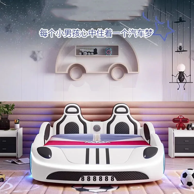 Cama de madeira para bebê para crianças, Beliche de slide branco, Móveis dobráveis, Designer Car, Pequena criança, Crianças